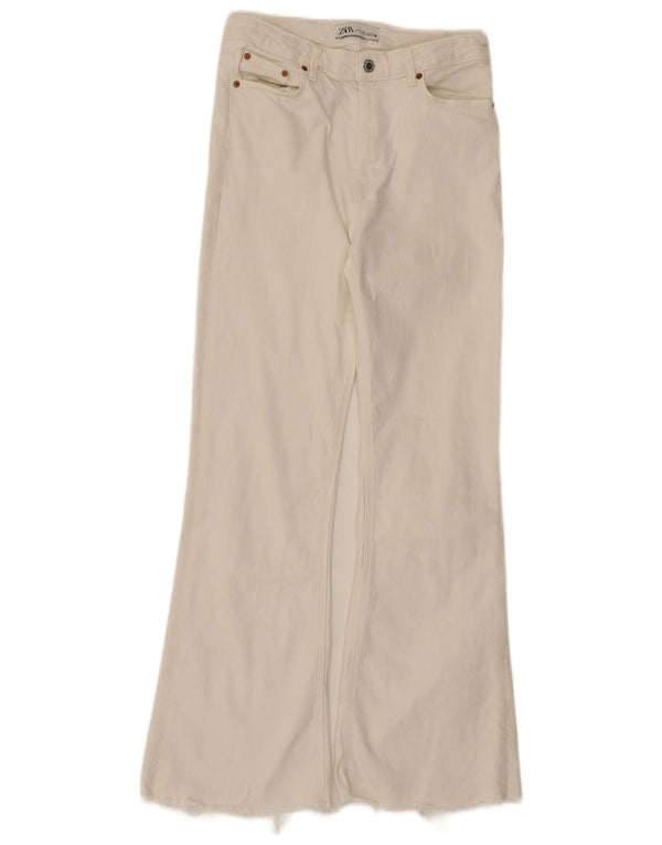 Zara Jeans Acampanados De Cintura Alta Para Mujer EU 38 Small W28 L31 Blanco