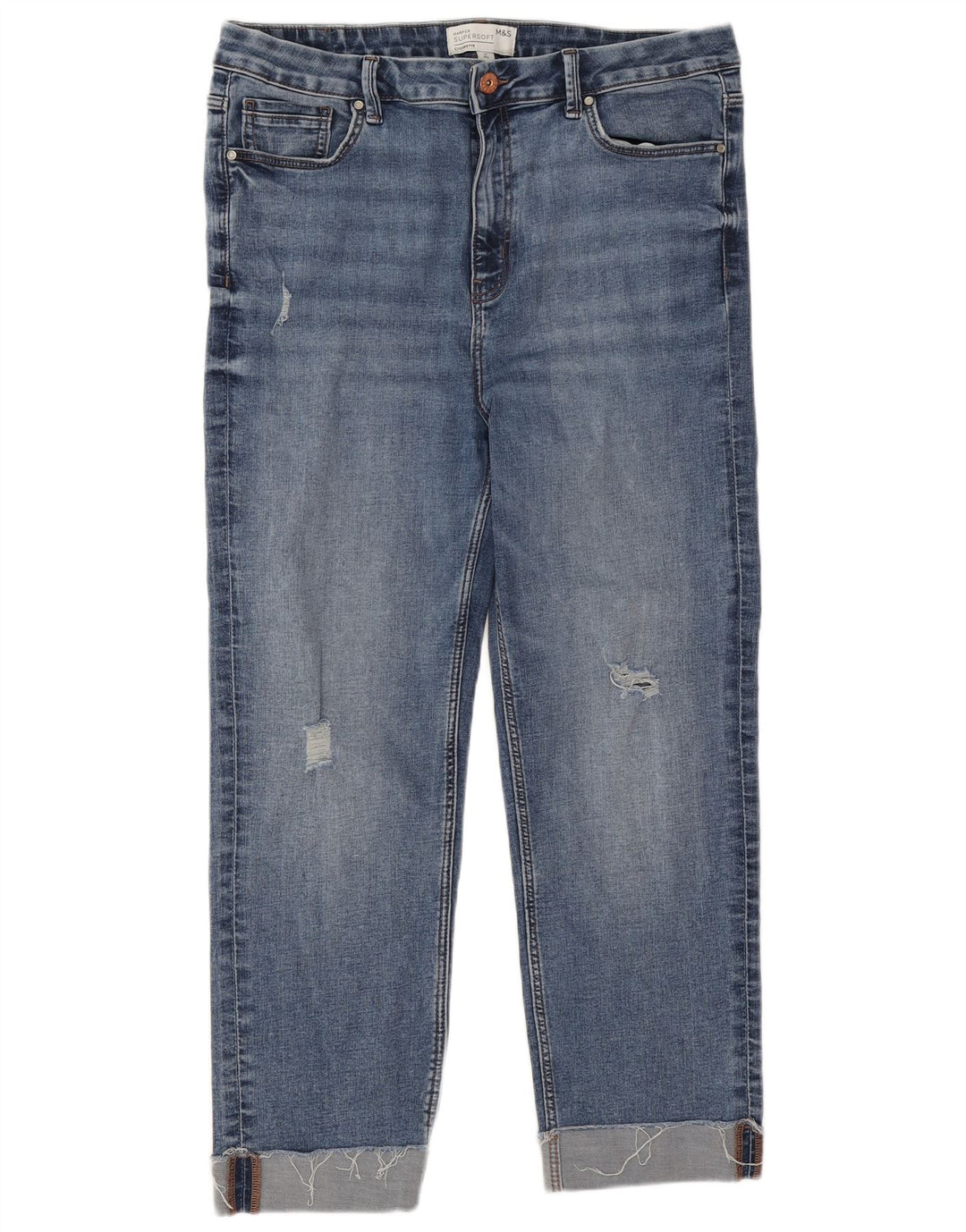 Marks & Spencer Jeans rectos Harper para mujer Reino Unido 46 Grande W32 L25 Azul