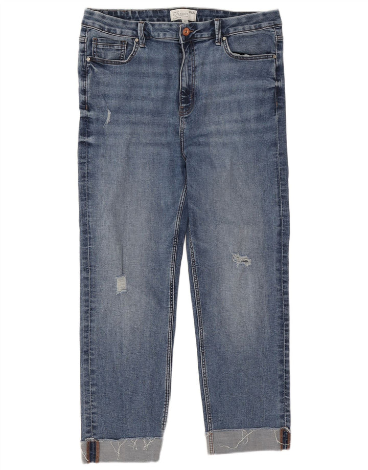Marks & Spencer Jeans rectos Harper para mujer Reino Unido 46 Grande W32 L25 Azul