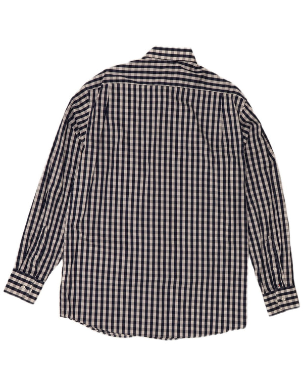 Tommy Hilfiger Camisa de ajuste regular para hombre talla 15 1/2 mediana azul marino Gingham