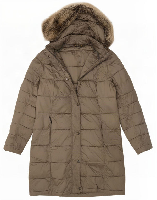 Barbour Abrigo acolchado con capucha para mujer Reino Unido 12 Caqui mediano