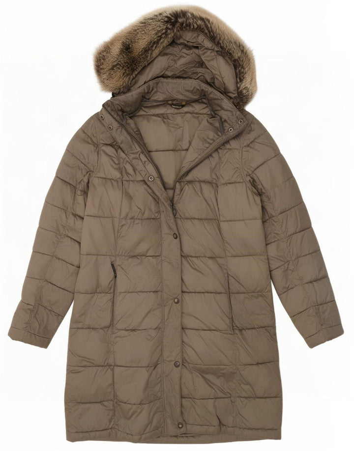 Barbour Abrigo acolchado con capucha para mujer Reino Unido 12 Caqui mediano