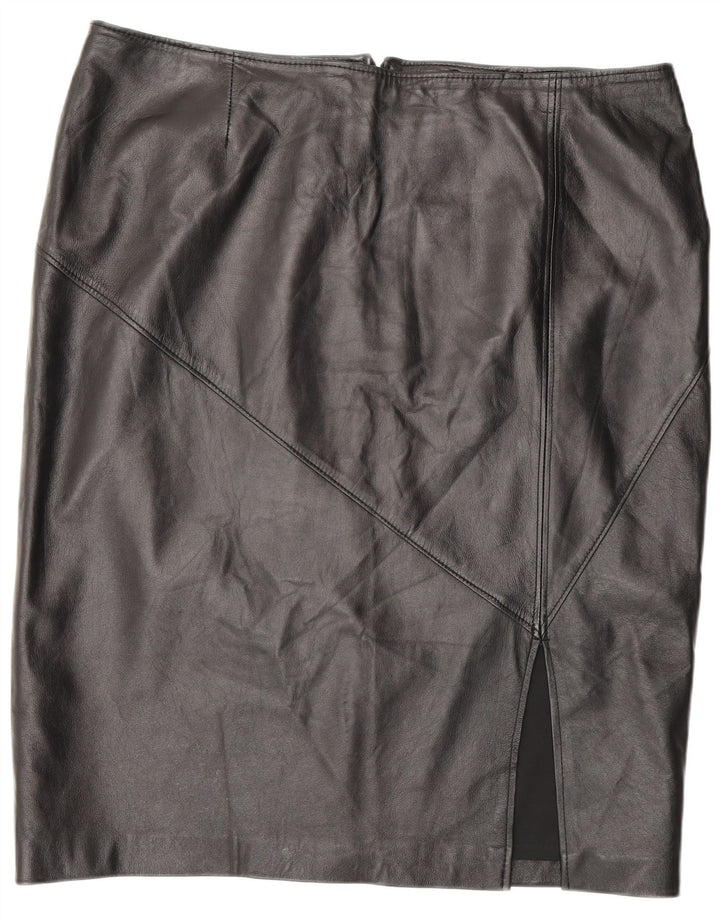 Falda de cuero vintage para mujer W42 3XL Negro