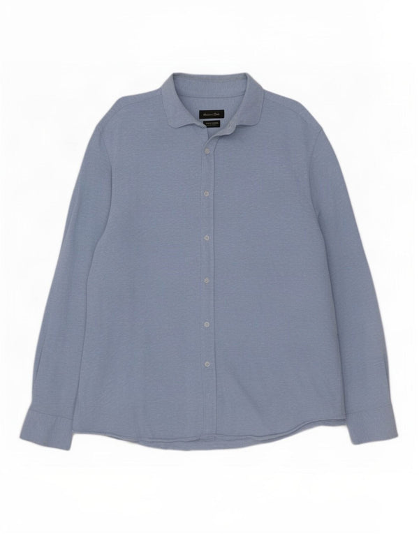Camisa Massimo Dutti Hombre 2XL Azul Algodón