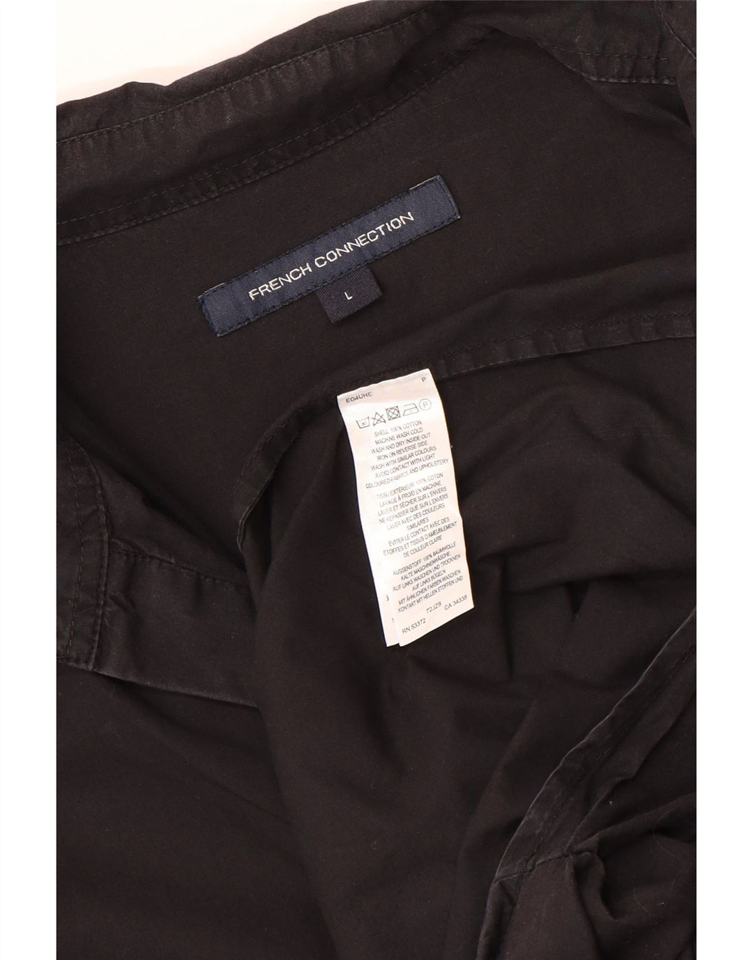 French Connection Camisa tipo jersey de manga 3/4 para mujer UK 46 Grande Negro