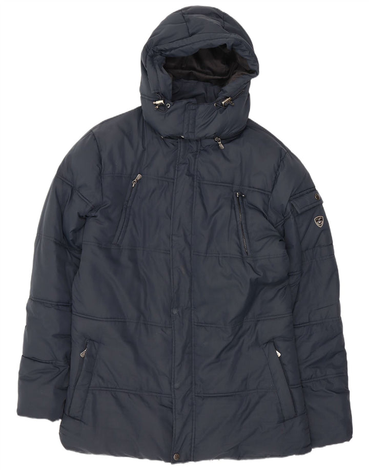 Lotto Chaqueta acolchada con capucha para hombre UK 44 2XL Azul marino Poliéster