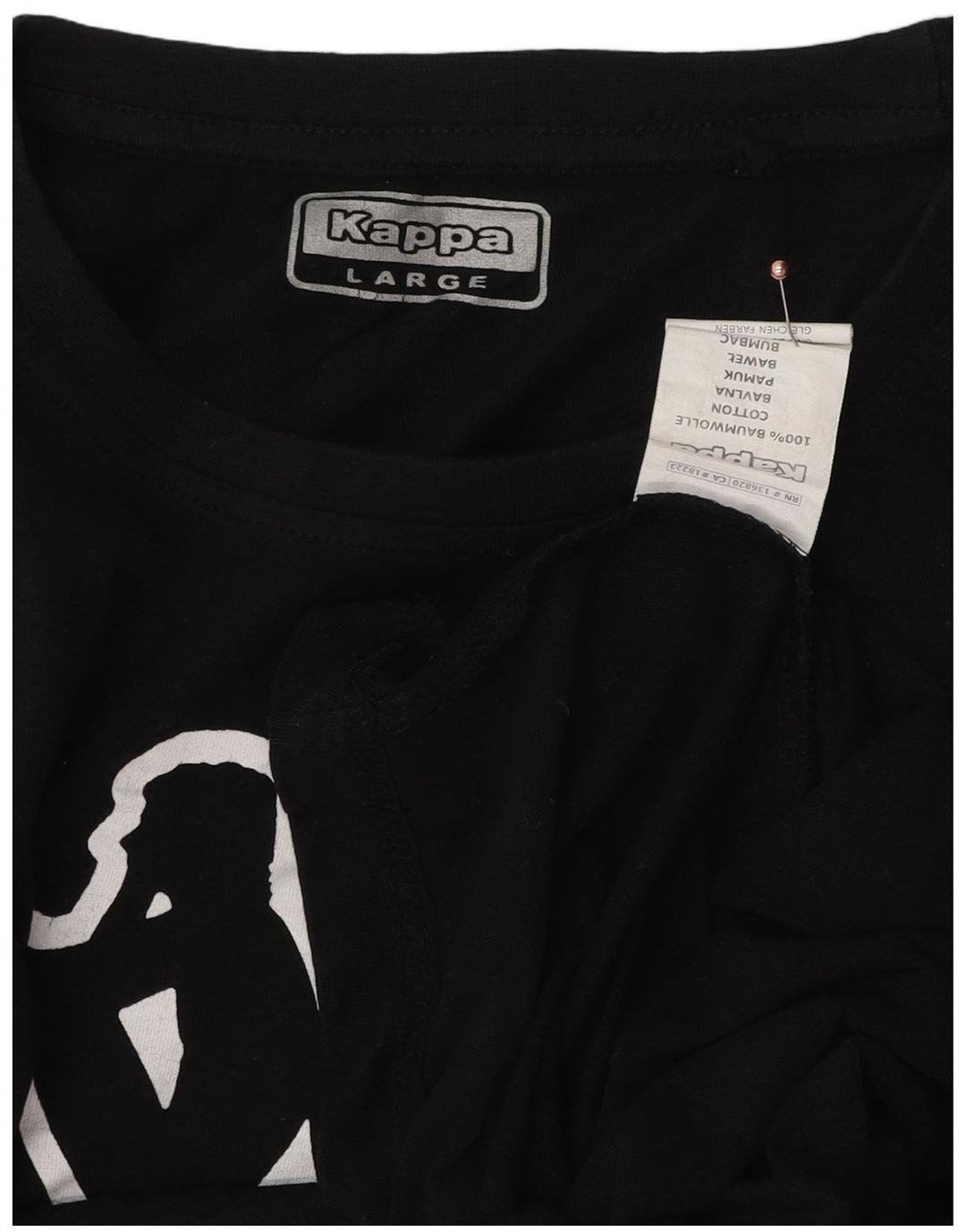 Kappa - Camiseta gráfica para hombre, talla grande, algodón negro