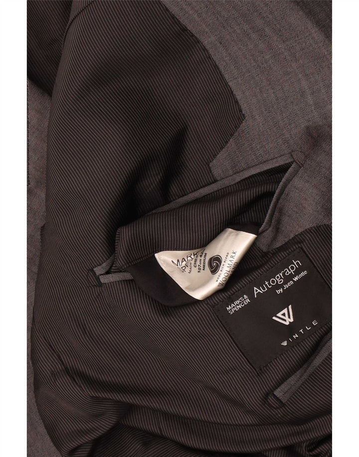 Marks & Spencer Chaqueta tipo blazer con 1 botón para hombre, talla grande, lana gris, Reino Unido 42
