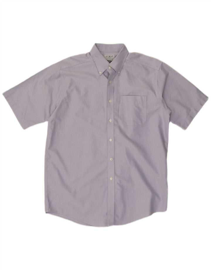 L.L.BEAN Camisa de manga corta de ajuste tradicional para hombre, talla 15 1/2, azul mediano