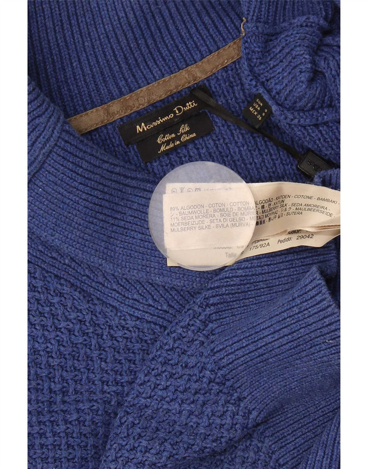 Massimo Dutti Jersey De Cuello Chal Hombre Small Azul Algodón