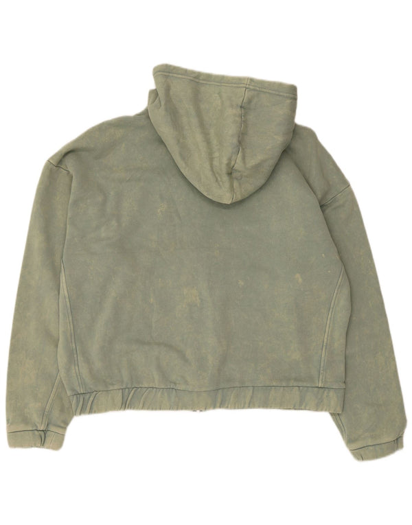 Adidas Womens Oversized Zip Hoodie Sweater UK 14 Medium Green Cotton