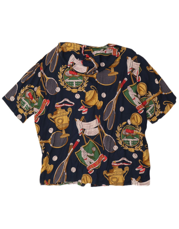 Renate Blusa tipo camisa con estampado abstracto de gran tamaño para mujer UK 46 Large Azul marino