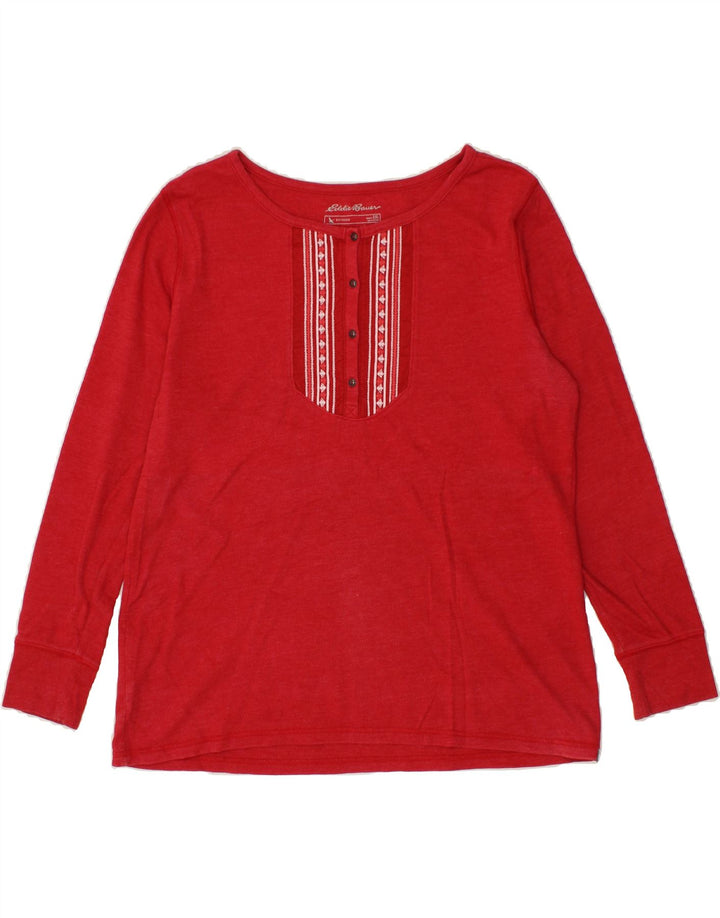 EDDIE BAUER Womens Top Long Sleeve UK 20 2XL Red Cotton Vintage Eddie Bauer and Second-Hand Eddie Bauer from Messina Hembry 