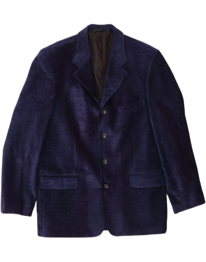 Vintage hombres 4 botones Blazer chaqueta Reino Unido 40 grande azul marino
