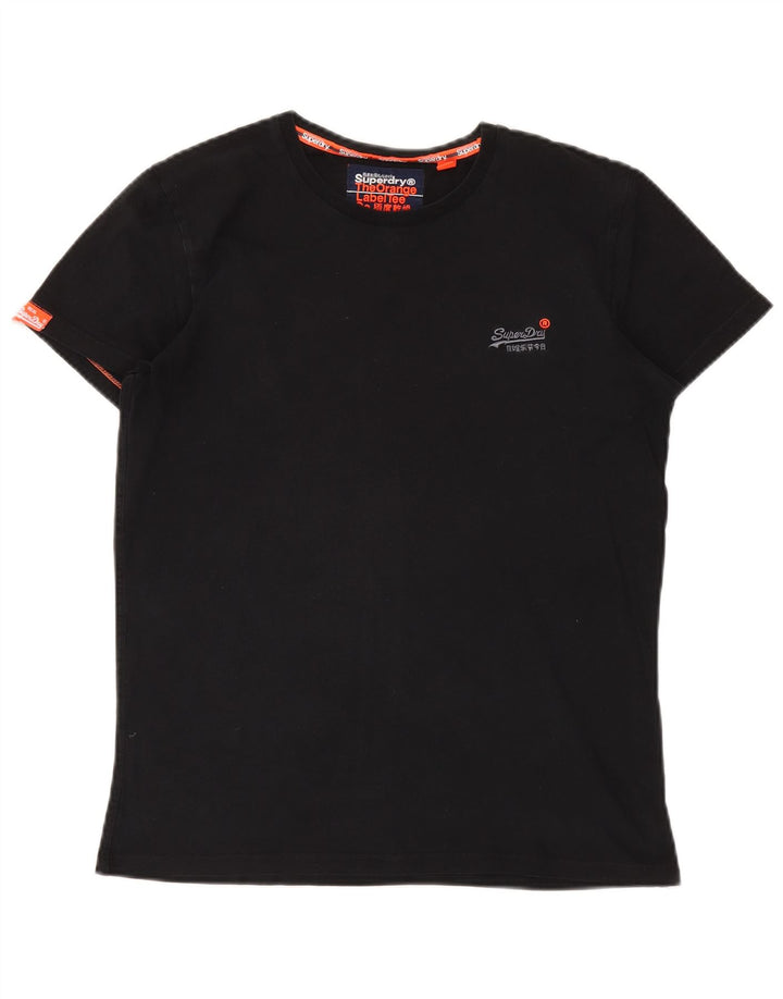 SUPERDRY Hombre Camiseta Top Medium Negro Algodón