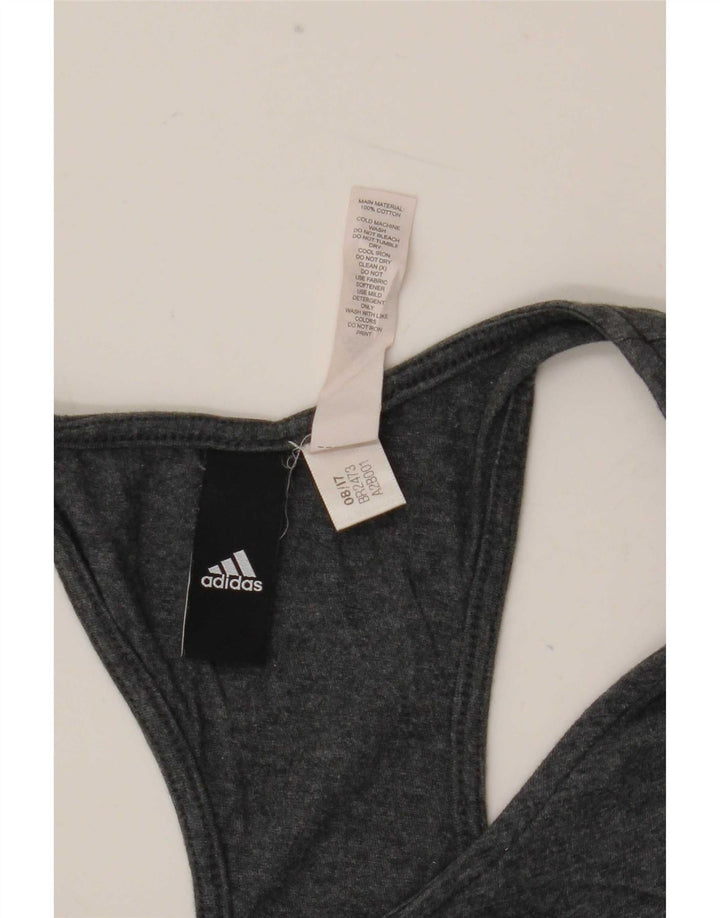 Adidas Mujer Gráfico Chaleco Top Reino Unido 12 Algodón Gris Medio