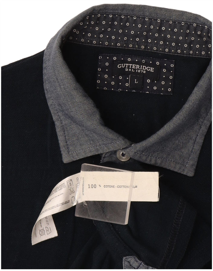 Gutteridge Polo para hombre grande azul marino algodón