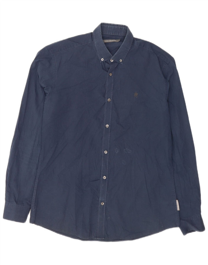 Camisa para hombre French Connection grande de algodón azul marino
