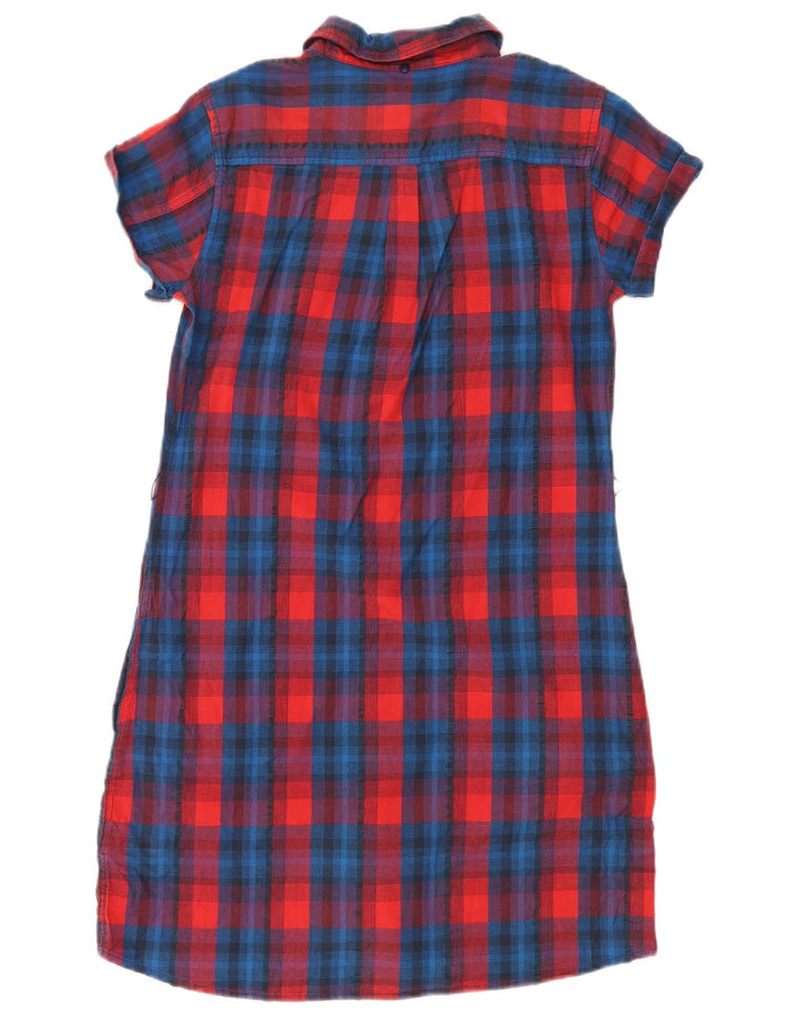 Lee Vestido camisero de manga corta para mujer UK 42 Algodón a cuadros rojos medianos