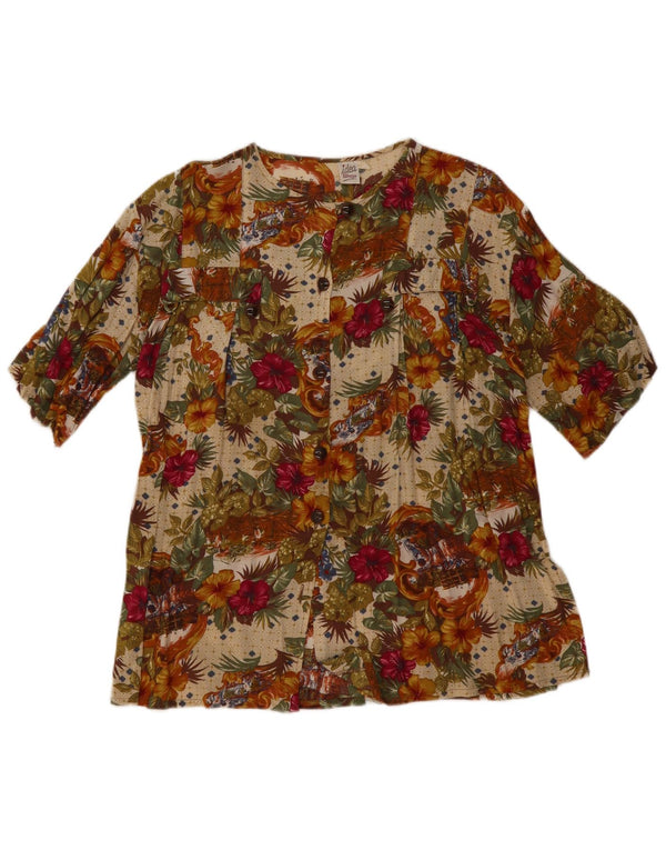 Vintage mujer camisa de gran tamaño blusa Reino Unido 10 pequeño multicolor floral