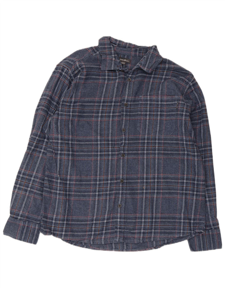 Eddie Bauer Camisa de franela para hombre XL Algodón a cuadros azules
