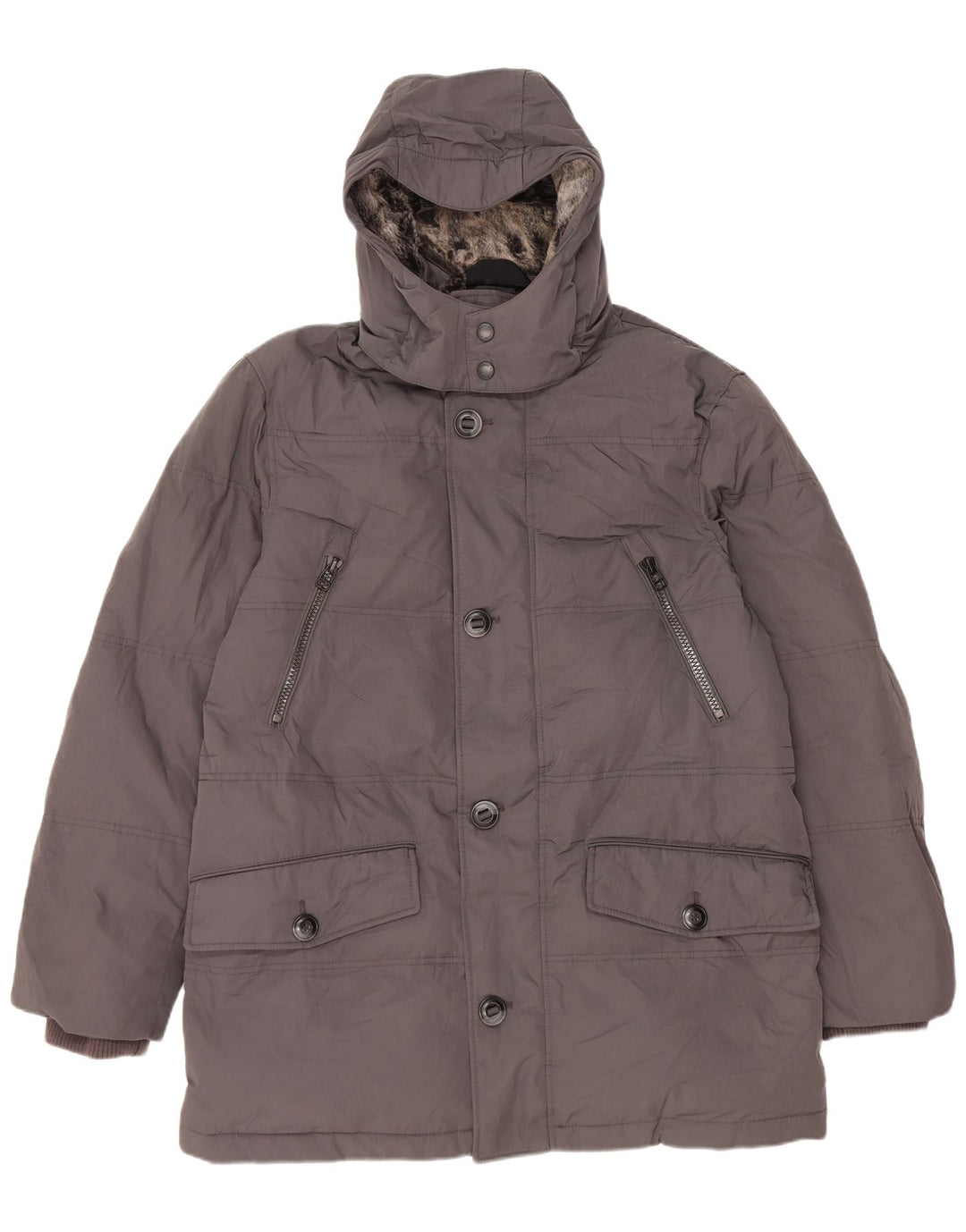 Marks & Spencer Chaqueta acolchada con capucha para hombre Reino Unido 40 Poliéster gris grande