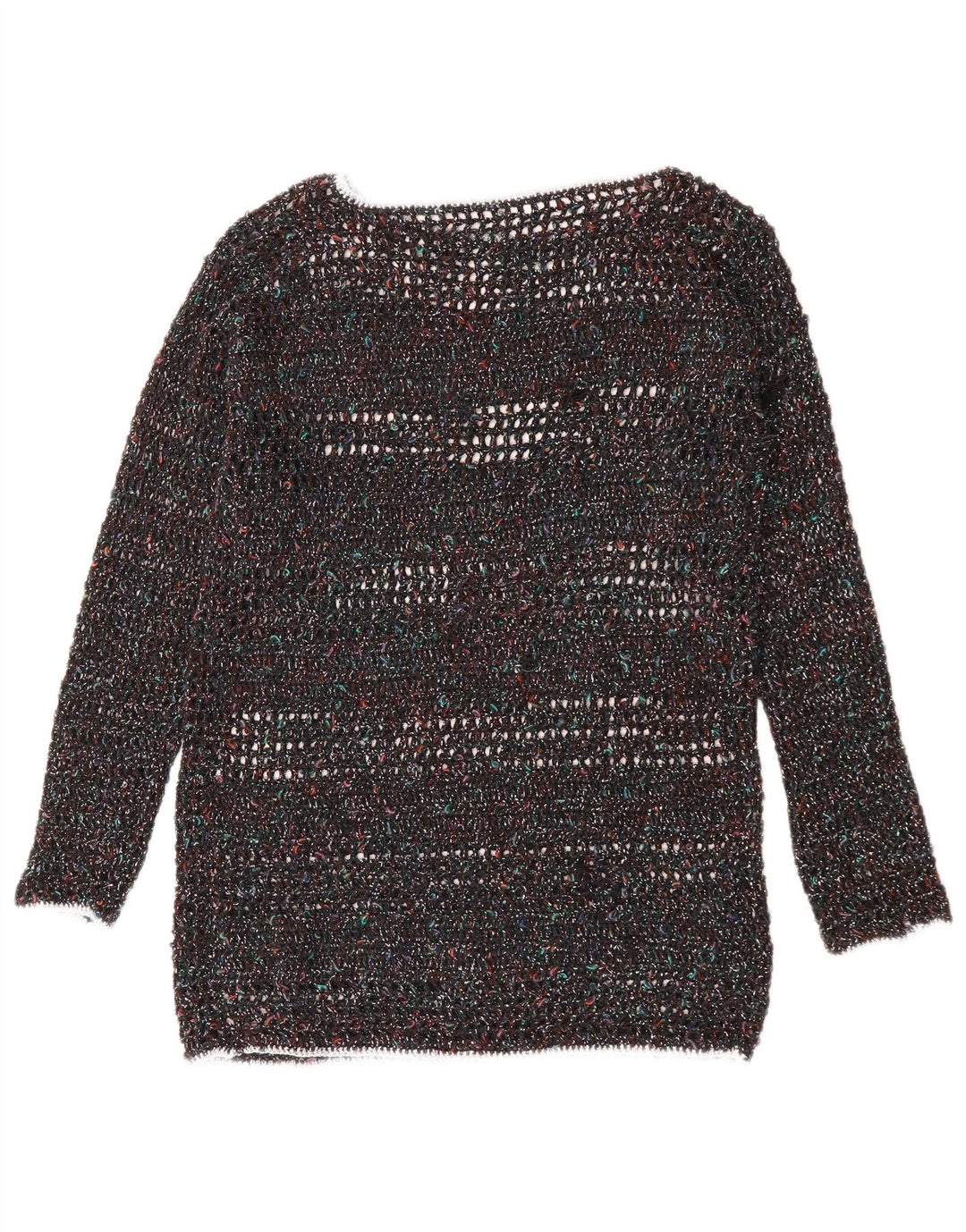 VINTAGE Mujer Barco Cuello Jersey Suéter Reino Unido 12 Medio Multicolor Flecked