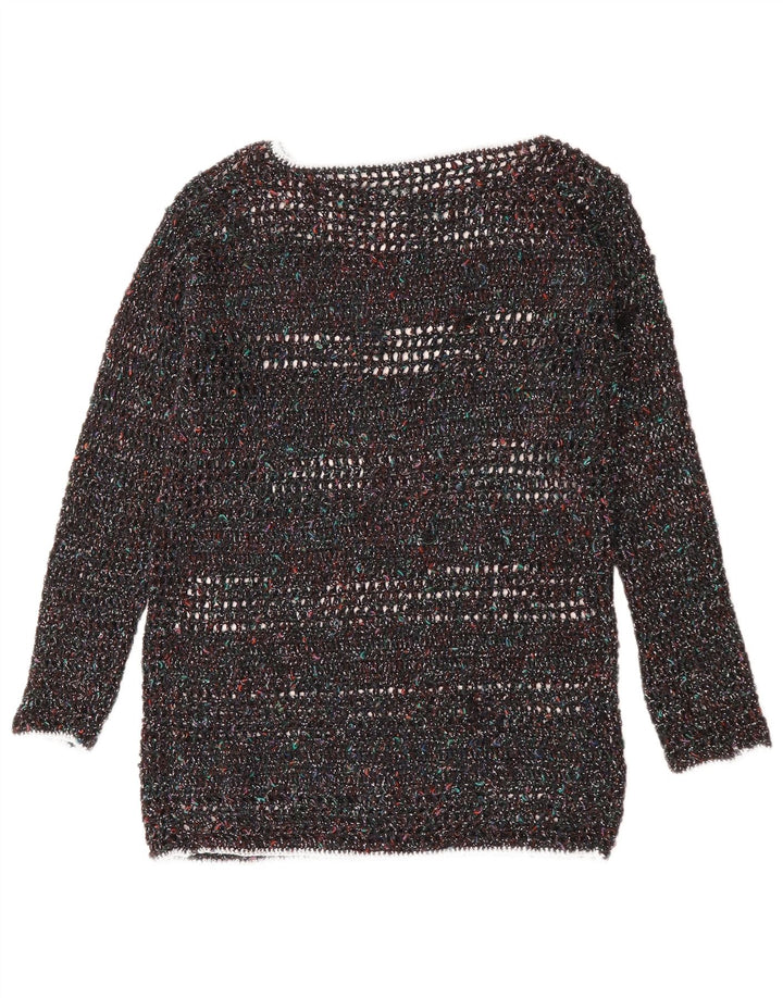 VINTAGE Mujer Barco Cuello Jersey Suéter Reino Unido 12 Medio Multicolor Flecked
