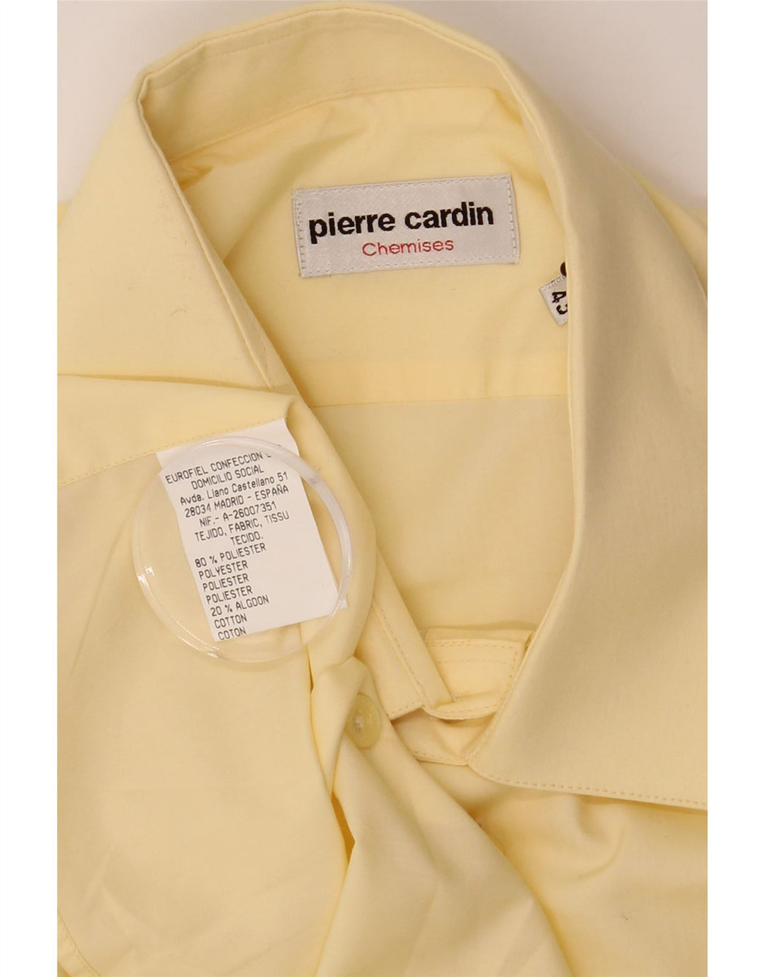PIERRE CARDIN Mens Shirt Size 43 Large Yellow Polyester Vintage Pierre Cardin and Second-Hand Pierre Cardin from Messina Hembry 