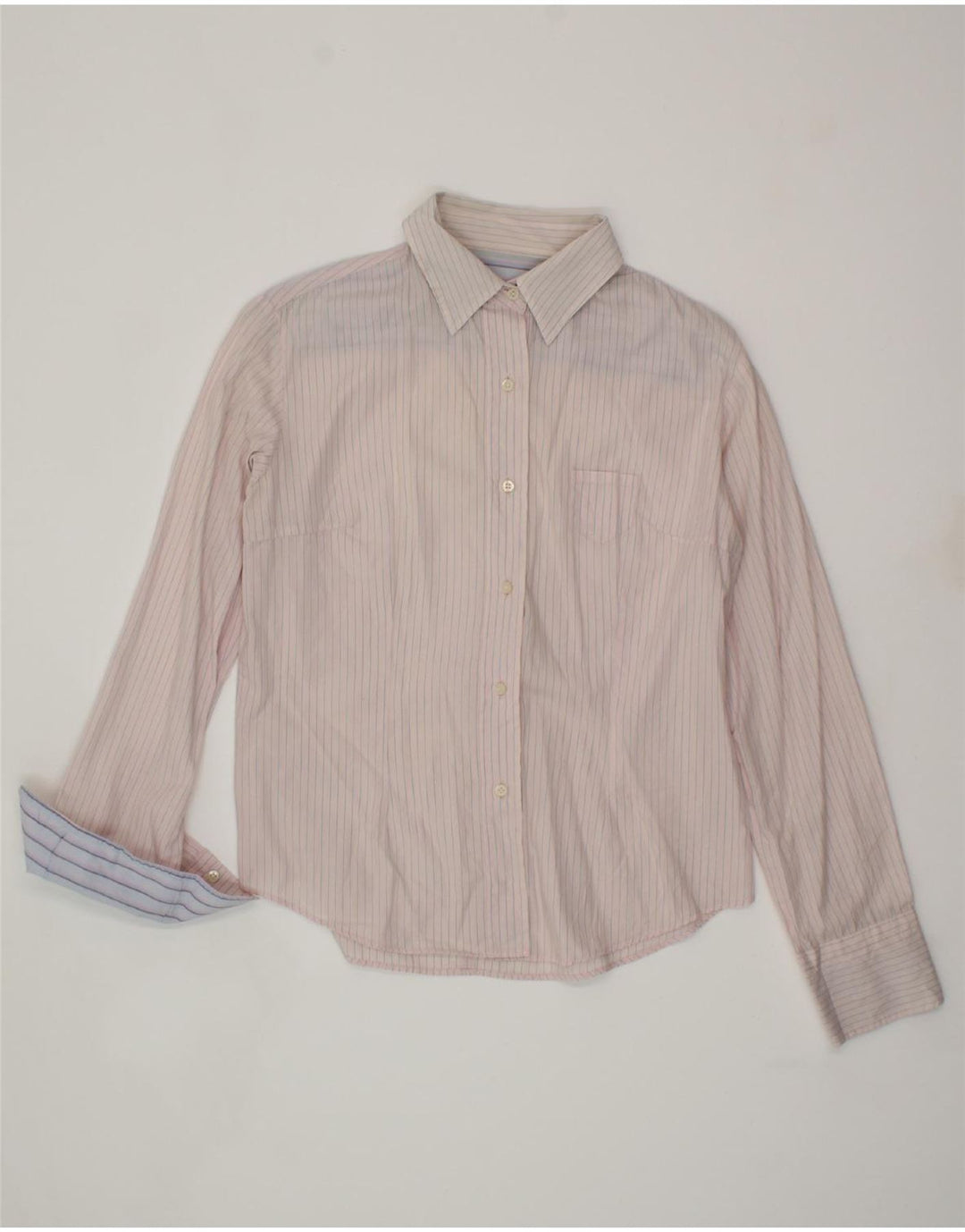 SUPERGA Womens Shirt UK 14 Medium Pink Striped Cotton Vintage Superga and Second-Hand Superga from Messina Hembry 