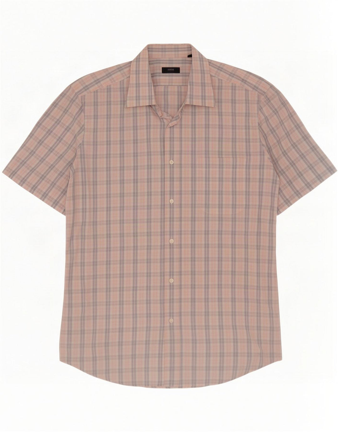 Hugo Boss Camisa de manga corta para hombre Talla 16 1/2 42 Cuadros multicolores grandes