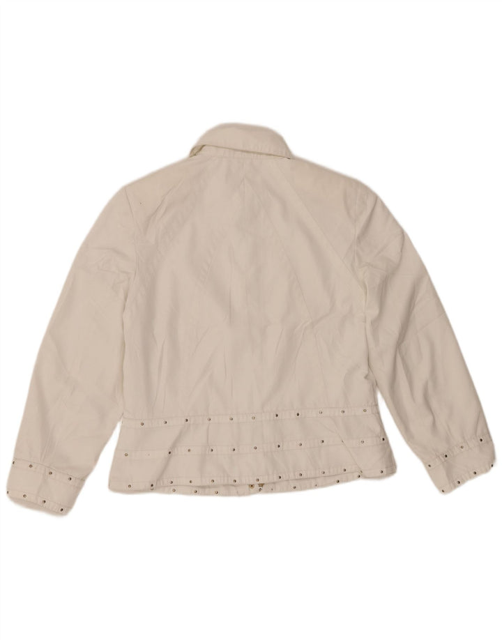 MARLY'S 1981 Chaqueta Bomber para Mujer UK 46 Grande Blanco