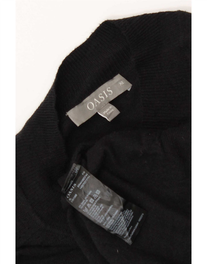 Oasis - Jersey extragrande con cuello alto para mujer, talla 40, talla XL, viscosa negra