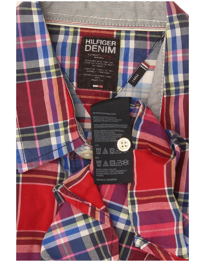 Camisa Tommy Hilfiger para hombre de algodón a cuadros rojos grandes