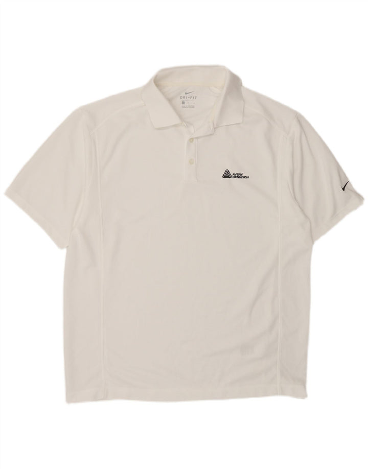 Nike Polo Dri Fit para hombre, poliéster blanco grande