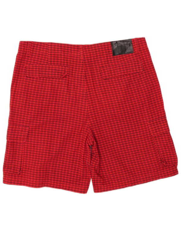 Converse Pantalones cortos cargo para hombre W38 XL Poliéster a cuadros rojos