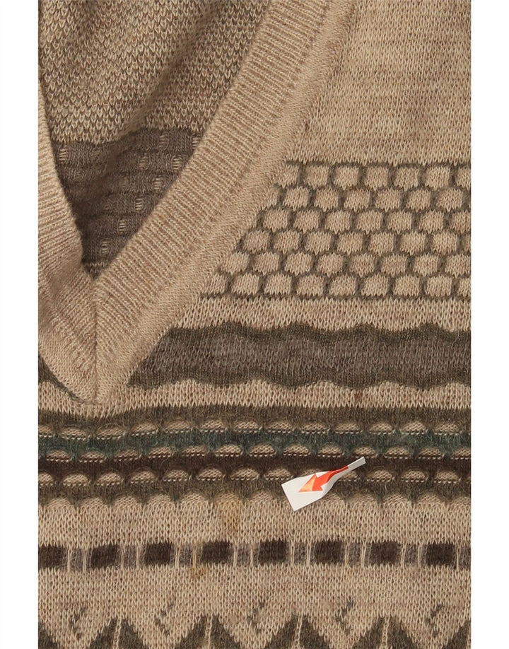 Jersey Rodes Hombre Con Cuello En V De Lana A Rayas Beige Medio