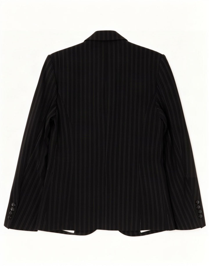 Marks & Spencer Chaqueta tipo blazer con 1 botón para mujer, talla mediana, color negro, a rayas