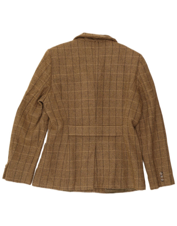 Max Mara Chaqueta de fin de semana para mujer UK 46 Large Brown Check Classic