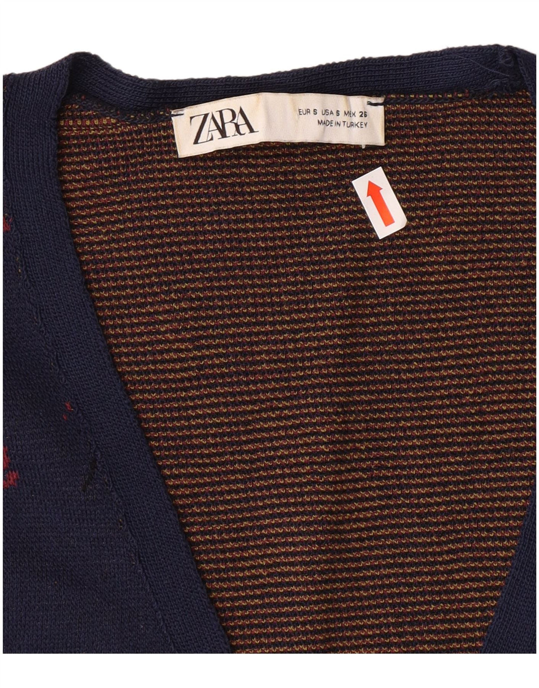 ZARA Mujer Crop Cardigan Suéter UK 10 Small Azul Marino Floral Poliamida