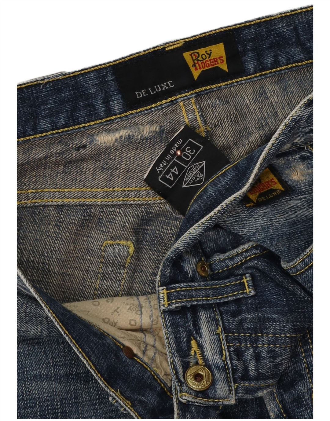 Roy Rogers Vaqueros ajustados desgastados De Luxe para mujer W30 L31 Algodón azul marino