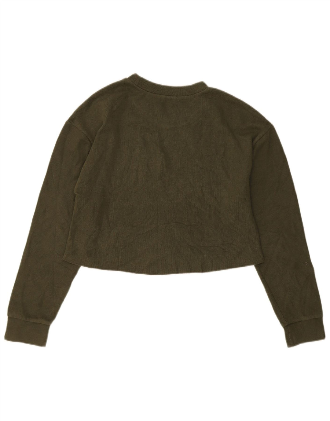 Zara Mujer Crop Top Manga Larga UK 10 Small Verde