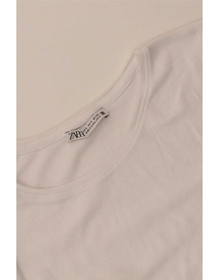 Zara Mujer Camiseta Top UK 8 Small Blanco