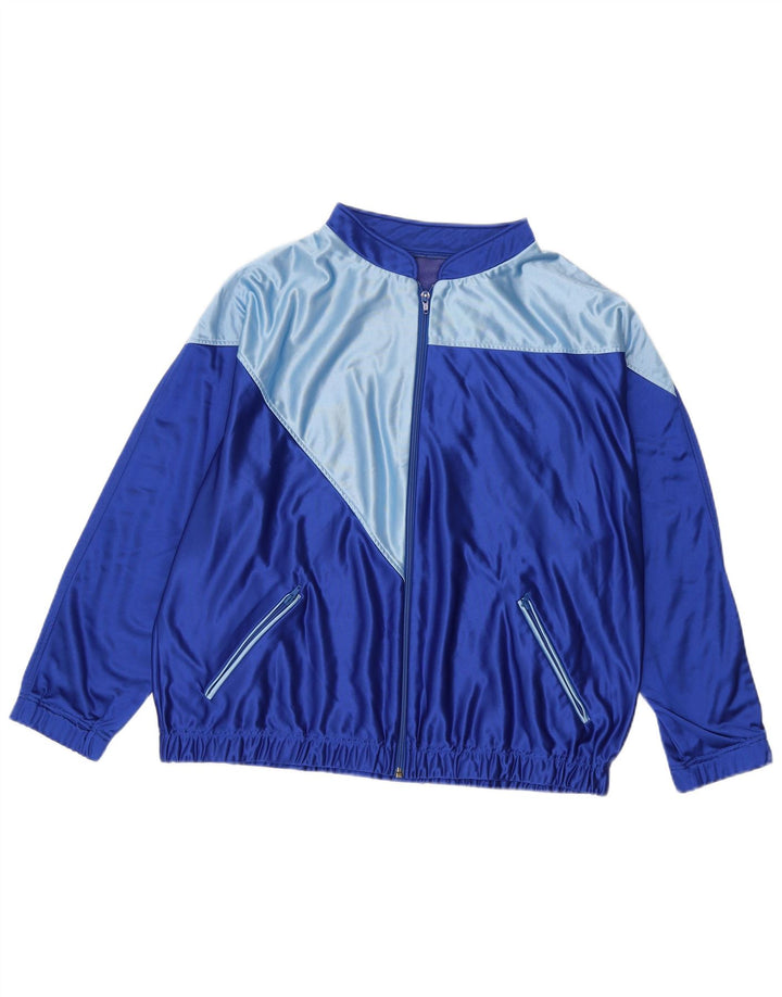 Vintage hombres chándal chaqueta superior XL azul colorblock