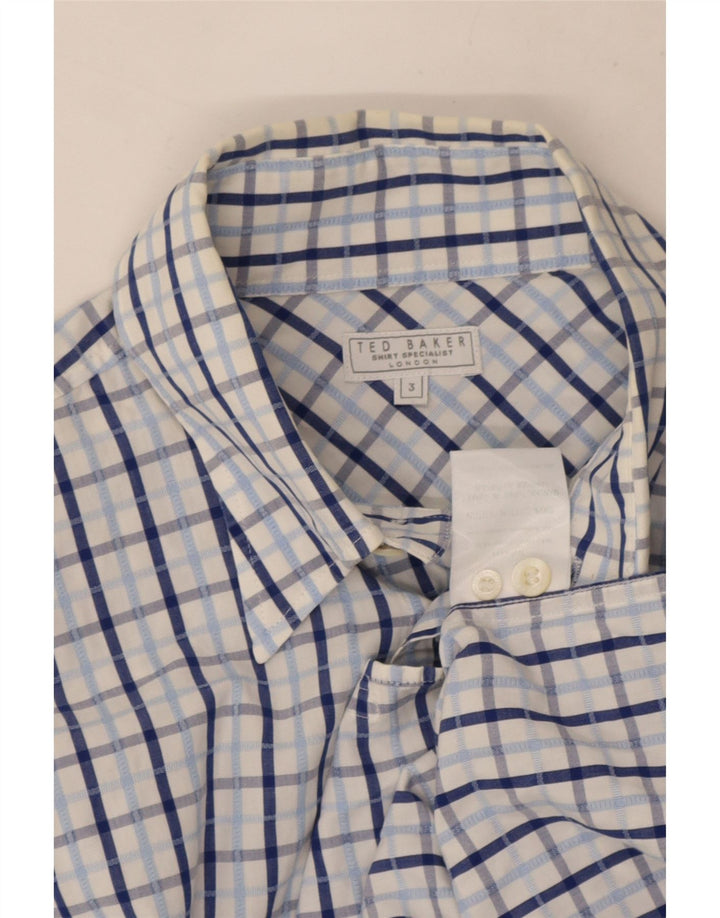 Ted Baker Camisa para hombre Talla 3 Algodón a cuadros azul mediano