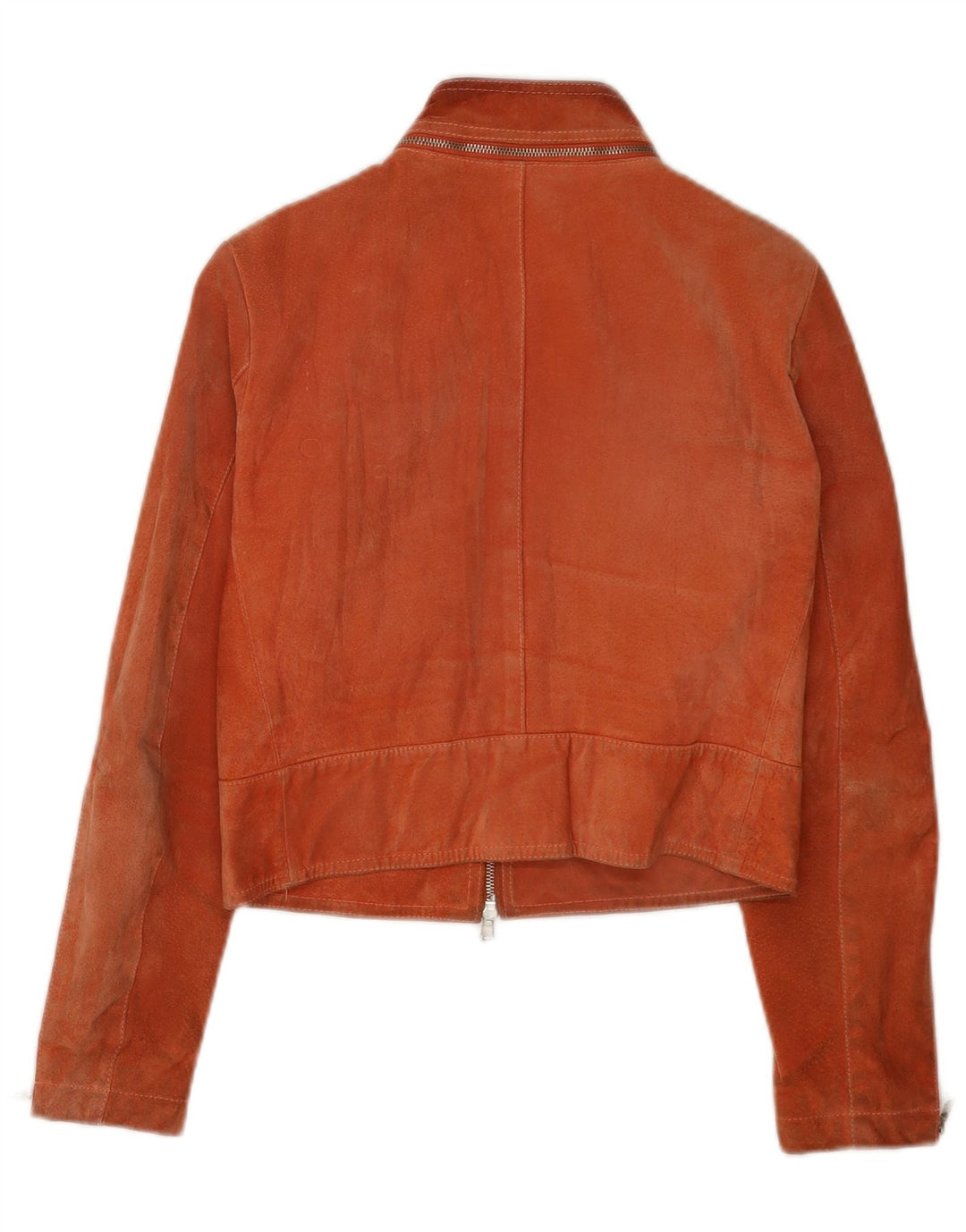 Vintage mujer crop ante chaqueta IT 44 cuero marrón medio