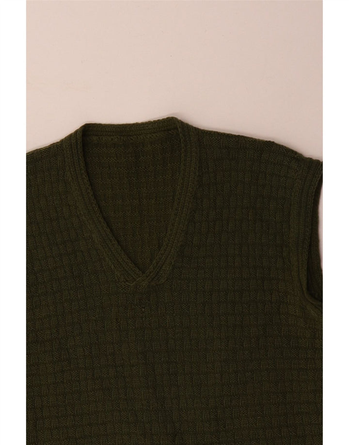 VINTAGE Chaleco de mujer Camiseta sin mangas Reino Unido 14 Verde Medio