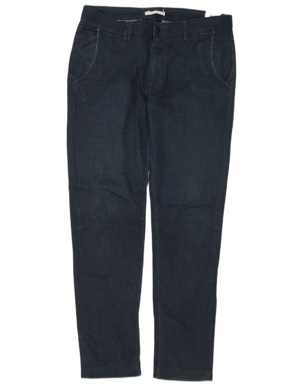 Zara Mens Slim Chino Pantalones EU 42 Large W32 L32 Azul Marino Algodón