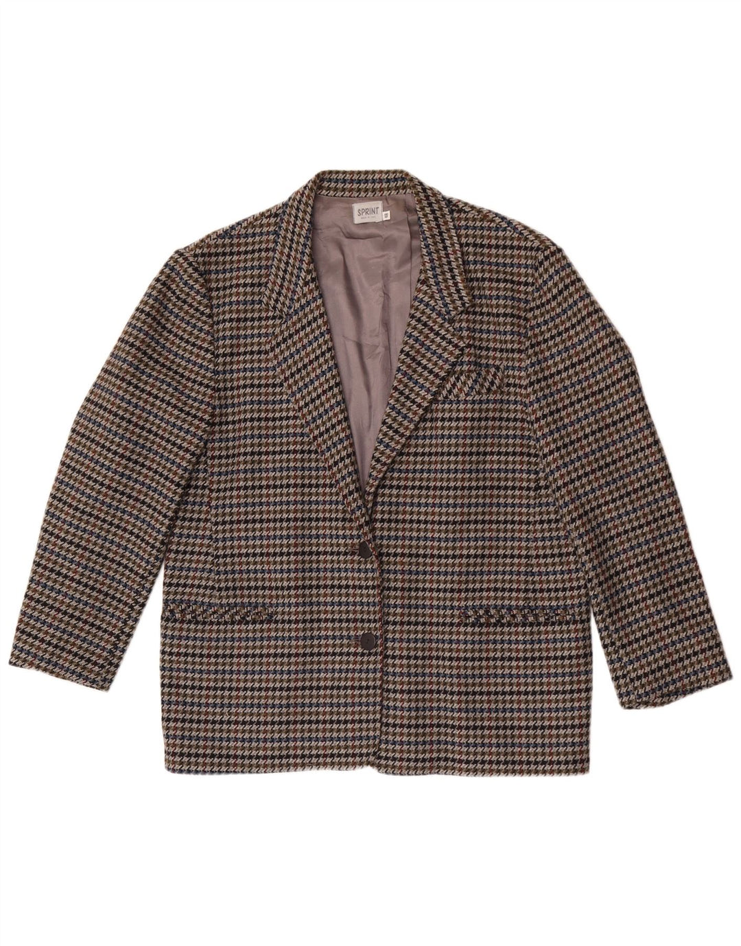 Vintage mujer 2 botones Blazer chaqueta IT 48 XL pata de gallo multicolor
