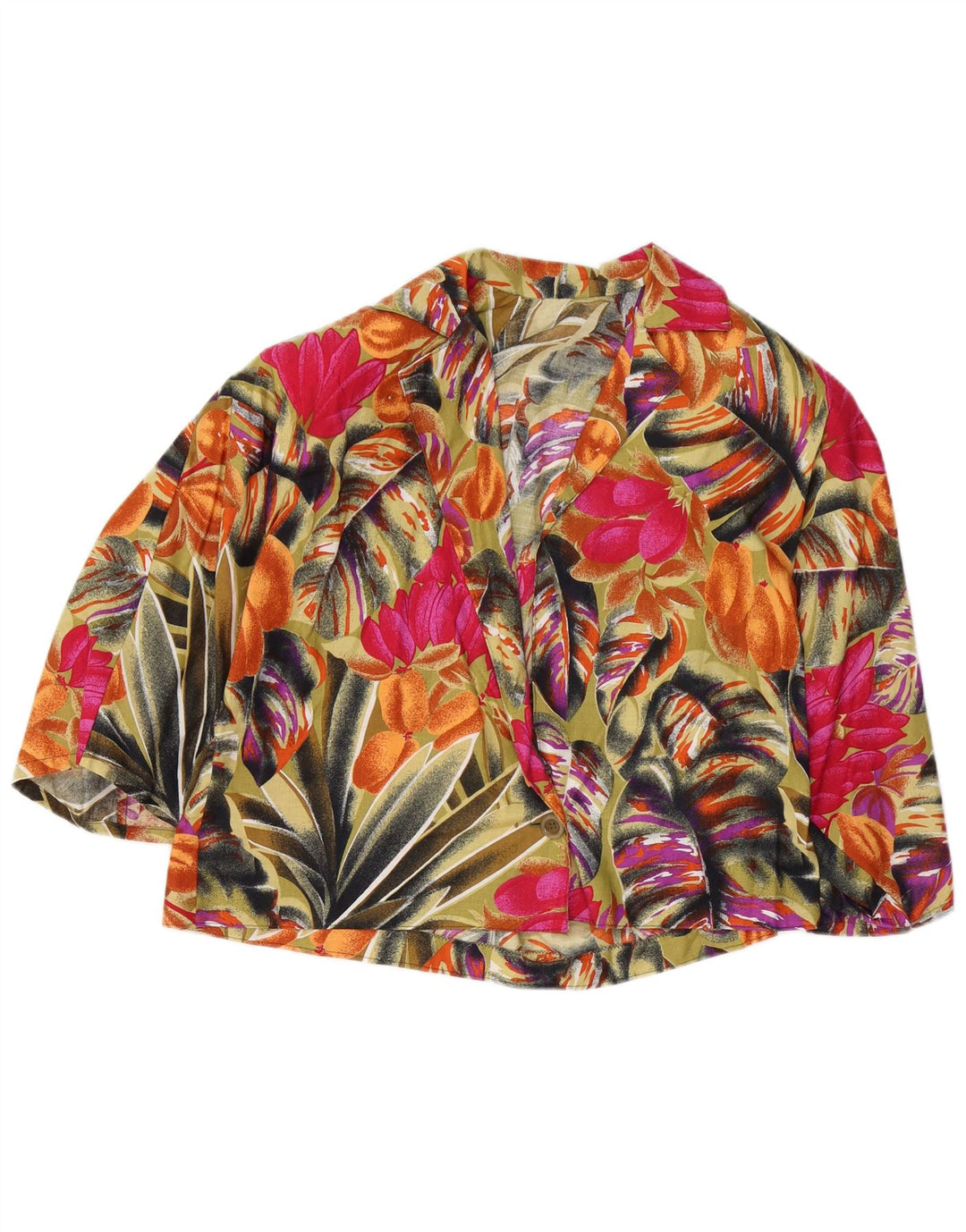 Vintage mujer 1 botón Blazer chaqueta Reino Unido 14 medio multicolor floral